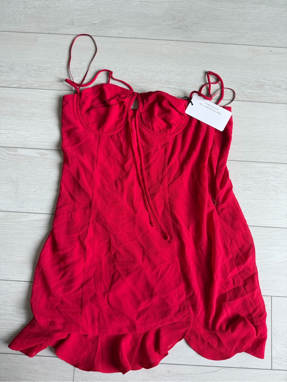 Cotton Candy Red Mini Dress with Ruffle Hem